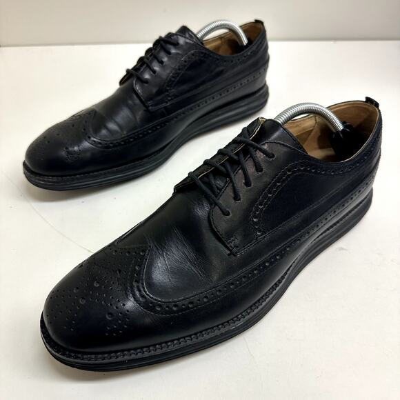 VERY GOOD Cole Haan OriginalGrand Longwing Oxfords Black Leather Gunboats 10.5 - Picture 5 of 10